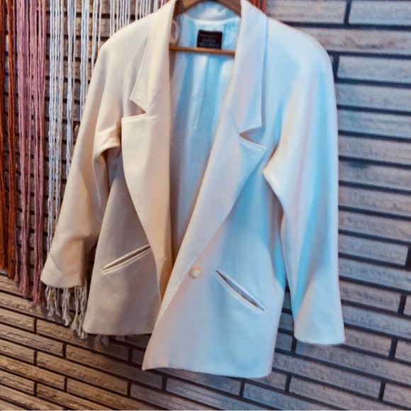 80's Off-White Wool Blazer - Wool Suit Jacket - Size 8 - 10 - 80's Men's Wear - Picture 10 of 10